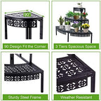 aboxoo 3-Tier Metal Plant Stand, Stair-Step Corner Shelf for Indoor/Outdoor - Image 4