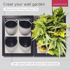 Wall Garden 4 Vertical Wall Planter, 4 Pots Wood Frame Self Watering Living Planter for Home Office Decor, Wall-Mounted Planter for Indoor Houseplants (Black) - Image 2