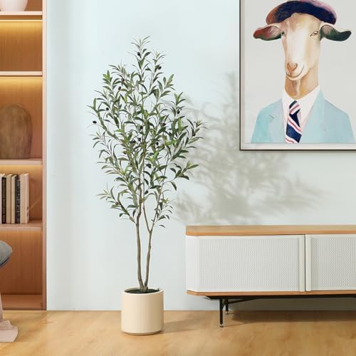 LOMANTO Artificial Olive Trees, 5 ft Tall Fake Olive Trees for Indoor - Image 2
