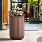 Kante Large Round Column Rusty Concrete Planter 21.7" Tall, Outdoor - Image 5
