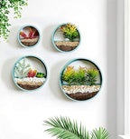 Pack of 4 Round Wall Planters Hanging Metal Plant Containers Circle Plant Holder Contemporary Morden Circle Iron Vase for Succulents or Herbs Cactus and More (Blue) - Image 4