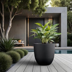 Kante Black Concrete Planter 18" Dia All-Weather Round Large Pot - Image 5