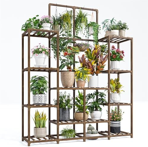 EnHomee Plant Stand. Storage 16-18 Pots, Sturdy & Stable, Adjustable Shelf by EnHomee