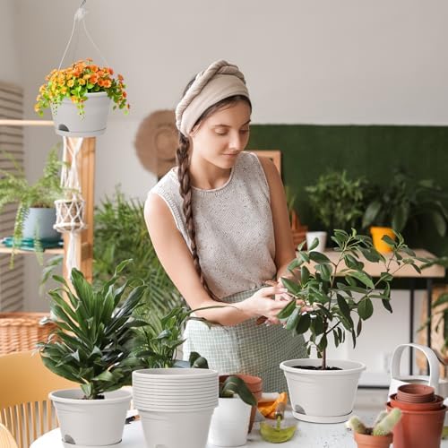 Roshtia 20 Pcs 10 Inch Hanging Baskets for Plants, Grey White - Image 6