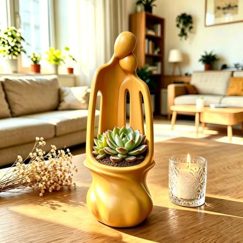 Abstract Couple Resin Succulent Planter Vase-Modern Art Embracing Couple Sculpture Decorative Flower Pot for Indoor Plants,Home Decor,Romantic Gift for Couples,Minimalist Hollow Out Sculpture - Image 6