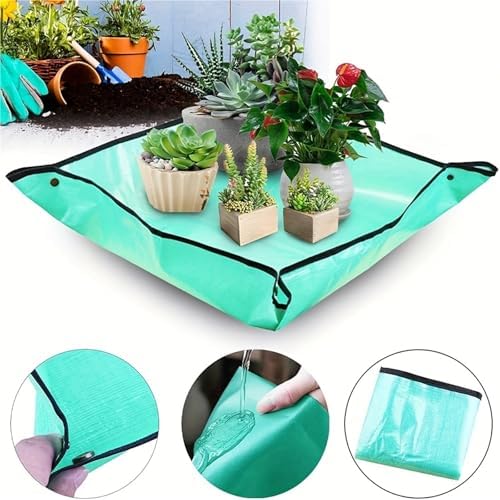 2 PCS Waterproof Plant Repotting Mat - Foldable Portable for Indoor Succulents Easy Soil Change Watering Pad(100cmx75cm) - Image 5