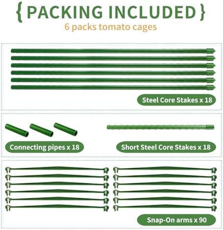G-LEAF 6 Pack 6ft Tomato Cage for Garden Plant Support, Garden Stakes Tomato Cage, Tomato Cages Plant Stakes for Climbing Plants - Image 5