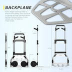 Teprovo Folding Hand Truck Dolly Cart,340LB Capacity Portable Aluminum Dolly Cart with Telescoping Handle and 7 Inch Rubber Wheels for Moving,Shopping,Travel,Office Use - Image 3