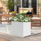 CNCEST Modern Square Steel Planter Box Heavy Duty Galvanized Metal Raised Garden Bed Cube Planter Large Easy Assembly Weather Resistant Indoor Outdoor Patio Balcony Decor (White, 24inch) - Image 4