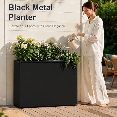 GSK 30" H Rectangular Metal Planter with Led Light for Indoor Outdoor Black - Image 5