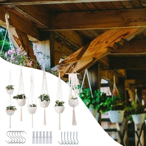 Rope Plant Hanger 6 Pieces Boho Macrame Planter Holder - Image 3