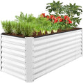 Best Choice Products 8x2x2ft Raised Outdoor Metal Garden Bed, Deep Root Box Planter for Vegetables, Flowers, Herbs, 240 Gallon Capacity, 100% Non Toxic Materials - White by BestChoiceProducts