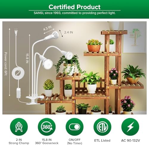 SANSI Grow Lights for Indoor Plants, 30W Clip-On Gooseneck LED Plant Lights - Image 4