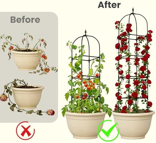 2 Pack 70.87" Garden Obelisk Trellis for Climbing Plants, Pyramid Design for Roses, Clematis, Jasmine, and Vegetable Vines, Indoor & Outdoor Use, Black - Image 7