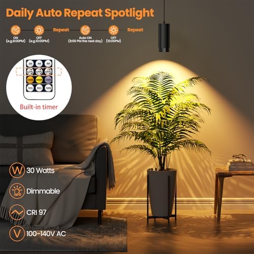 Zoomable Hanging Plant Light for Indoor Plant, Full Spectrum, Black - Image 2