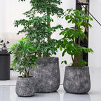 Craft flowerpots 18"+13"+9" Dia Round Concrete Planter Set of 3 Large Outdoor/Indoor Planter Pots Containers with Drainage Holes and Rubber Plug for Home Garden (Dark Gray, Large) by Unknown