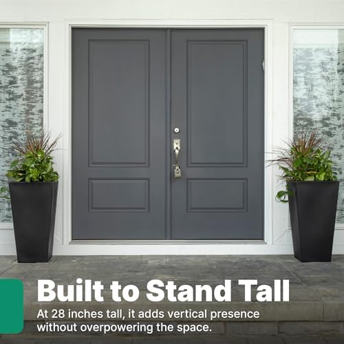 Step2 Tremont Tall Square Tapered Planter, 28 in Resin Planter, Self-Watering, Onyx Black - Image 4