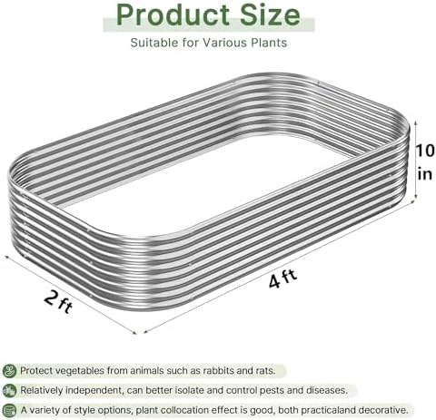 3 PCS 4x2ft Galvanized Raised Garden Bed Outdoor, Metal Garden Bed for Vegetables, Above Ground Garden Box for Flower, Steel Raised Beds for Gardening - Image 3
