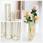 Hinged Flower Vases with 5 Test Tubes Glass Flower Vase with Metal Stand Can be Bent and Contorted Propagation Station Plant Display Holder Set for Home Wedding Décor - Image 6