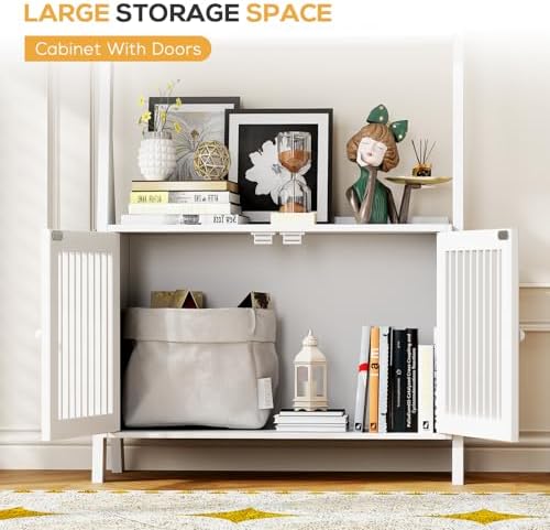 Ladder Shelf with Drawers, Bookshelf 4-Tier Bamboo Bookcase with 6 Hooks - Image 4