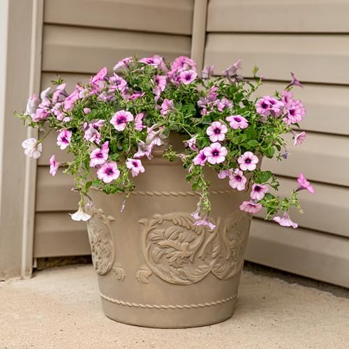 Sunnydaze Arabella 19.5'' Plastic Planter Pot for Plants, Beige - Image 6