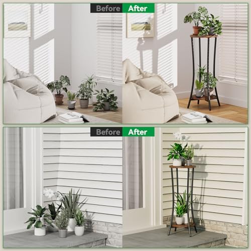 IBUYKE 30 Inch Tall Plant Stand Indoor, 2 Tier Wood Flower Stand, TMJ074H - Image 5
