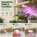 Rechargeable Grow Lights for Indoor Plants, 4000mAh Full Spectrum Wireless Magnetic Puck Grow Lights with Remote Control, Timer, Stepless Dimming and Type-C Charging for Plant Shelf and Flowers - Image 6