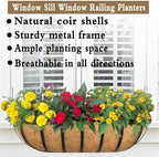 2pack 24-inch Window Sill Window Railing Planters with Cocoa Liner for Outdoor Balconies, Porches, Fences, Patio Railings - Image 2