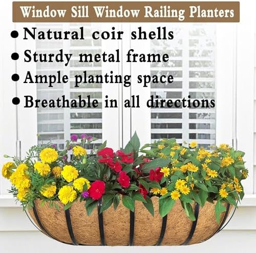 2pack 16-inch Window Sill Window Railing Planters with Cocoa Liner for Outdoor Balconies, Porches, Fences, Patio Railings - Image 2