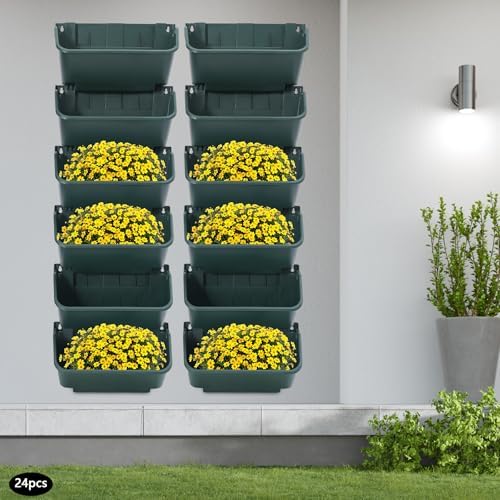 Vertical Wall Planter with 24 Pots, Wall-Mounted Hanging Garden Planter - Image 6