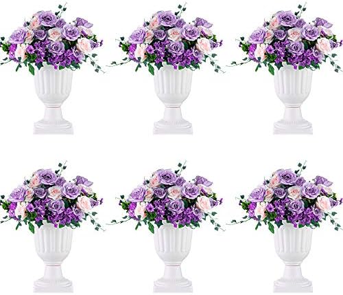 NUPTIO Plastic Classic Urn Planter: 13.98 Inch Pedestal Plant Pots, 6 Pcs by Nuptio