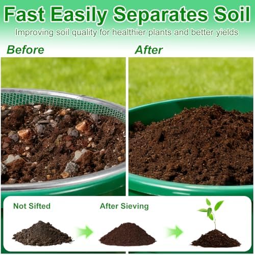 3PACK Soil Sifter for Gardening - Rock Sand Dirt Compost Sifter Fits 5-Gallon Buckets 1/4 Inch, 1/8 Inch, 3/8 Inch Mesh Sieve for Gravel, Dirt, Sawdust with Repotting Mat - Image 3