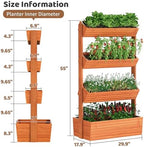 Wooden Raised Garden Bed Vertical Planter Box, Freestanding Plant Stand for Indoor Outdoor Plants, Herbs, Flowers, Vegetables, Gardening (Reddish Brown, 4-Tier，29.9 x 17.9 x 55in) - Image 7
