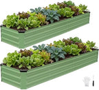 INNO STAGE Galvanized Raised Bed, 8x2x1ft Metal Garden Beds, 2pcs, Green by INNOSTAGE