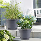 Myfeegoin 16-inch-Plant-Pots, 4 Pack Large Planters for Outdoor Plants, Plastic Flower Pots Indoor with Drainage Holes & Trays, Classic Garden Pot Container for House - Image 2