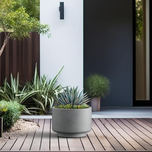 Kante Accent Round Pedestal Pale Gray Concrete Planter 12.6" Dia, Outdoor - Image 4