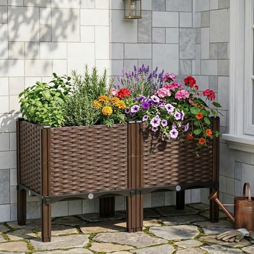 Raised Garden Bed with Legs, 20" Tall Planters for Outdoor Plants 32"Lx16"W - Image 2