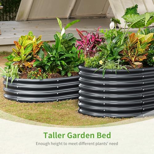 Land Guard Galvanized Metal Raised Garden Bed Kit, 8x4x1.5ft Large Planter Boxes Outdoor, Oval Gardening Box, Patio Garden Planter Box for Vegetables (Grey) - Image 5