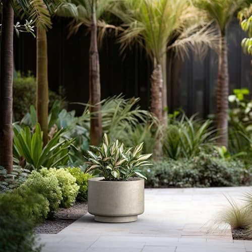 Kante Large Round Pedestal Weathered Concrete Planter 15.7" Dia, Outdoor - Image 6