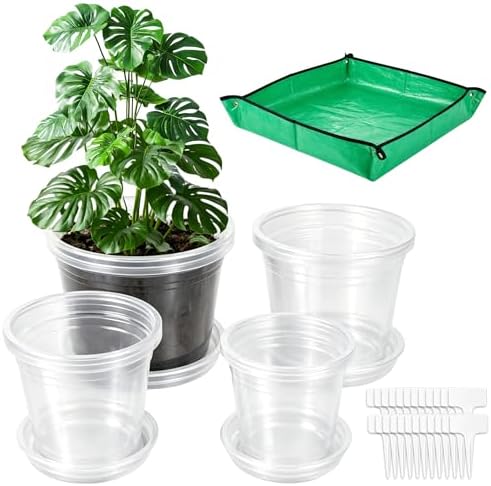 12PCS 5.75/7/8/10 in Clear Nursery Pots with Drainage Plant Pots by QTRQTR
