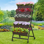 VECELO 5-Tier Vertical Garden Bed, Freestanding Elevated Raised Garden Planter with 5 Garden Planter Boxes, Lockable Caster Wheels, Drainage System, for Plants, Vegetables, Flowers, Herbs by VECELO