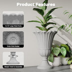 24" Tall Urn Planters Set of 2, Grey Outdoor Planter for Porch - Image 3