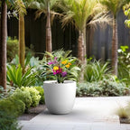 Kante 18 Inch Dia Round Concrete Planter, Indoor Outdoor Large Plant Pot with Drainage Hole and Rubber Plug for Home Patio Garden, Pure White - Image 7