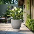 LuxenHome 16.5" Tall Urn Planter, Concrete Large Indoor Outdoor Flower Pot by LuxenHome