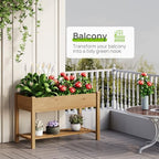 48x24x30.7in Wood Raised Garden Bed with Legs Elevated Planter Box Gardening Outdoor Planter Box Patio Kit Planting Bed for Vegetables Flowers Herbs Outdoor for Patio Balcony Backyard (Brown, Medium) - Image 7