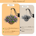NETAP Artificial Hanging Flowers Basket for Outdoor, 16 Fake Flowers Look Real UV Resistant, Faux Hanging Plants for Porch, Balcony, Patio, Garden, Spring Summer Decor,Purple - Image 4