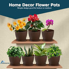 Brown 6-Inch Plant Pots with Drainage & Saucers 18 Pack, Indoor & Outdoor Planters for Houseplants, Herbs, and Flowers, Durable & Weatherproof Material, Stackable, Lightweight, Minimalist Design - Image 4