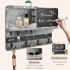 Key Holder Wall Mount with Shelf, Key Hooks for Wall, Washed Gray - Image 6
