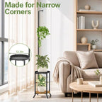 iDavosic.ly Hanging Plant Stand Indoor, 2 Tier, 60 In Tall, Black & Brown - Image 5