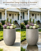 Kante 21.7" Tall Concrete Planter, Large Round Bullet Pot, Weathered Finish - Image 7